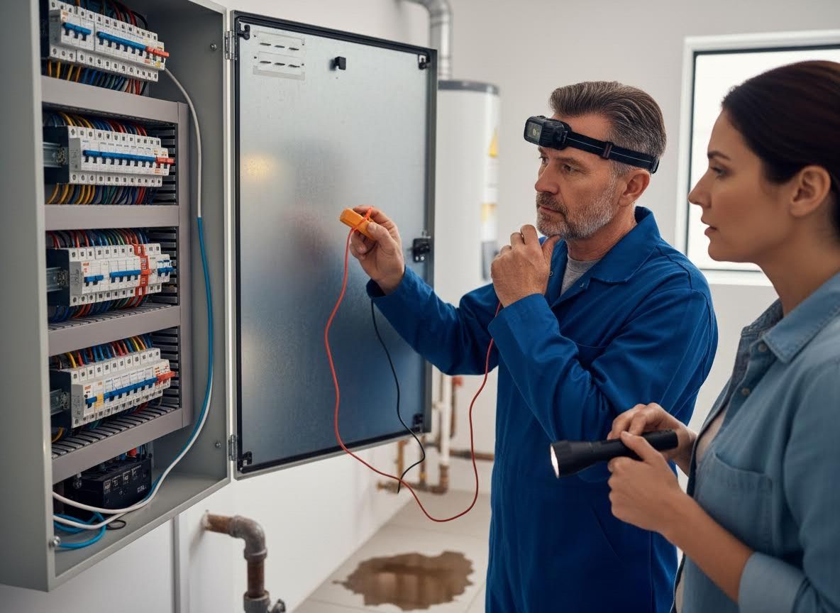 Electrician Inspecting an Electrical Panel