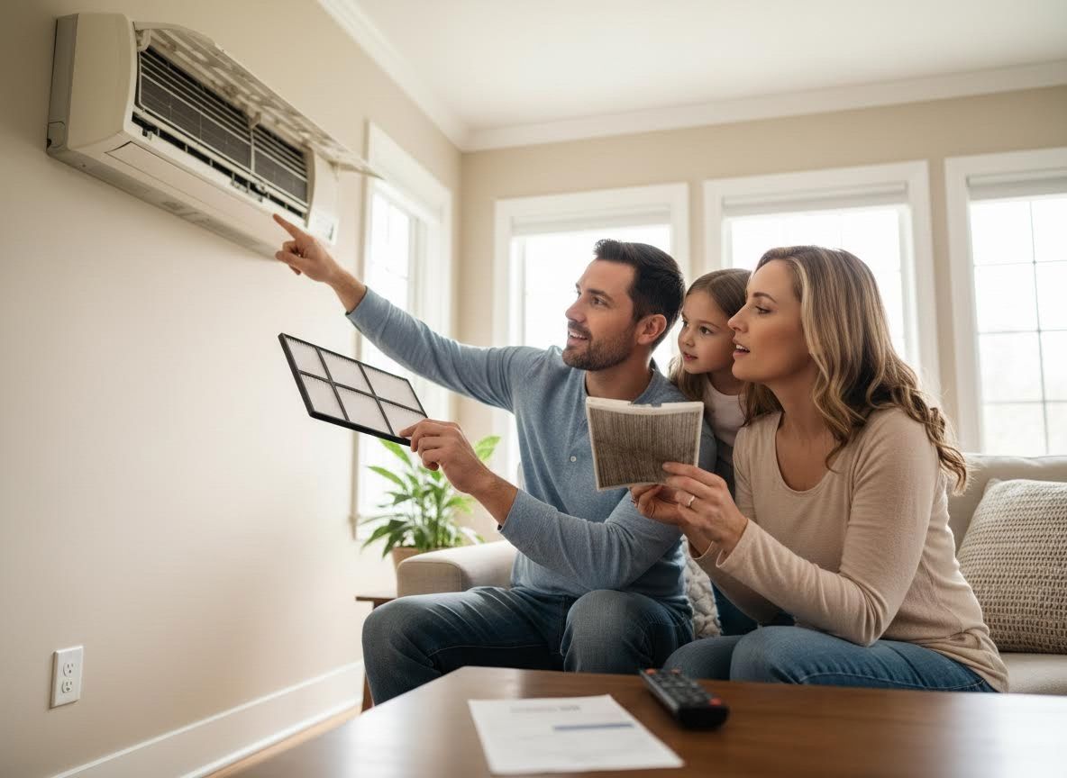 Family Learning About AC Filter Maintenance