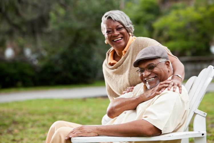 couple smiling outdoors