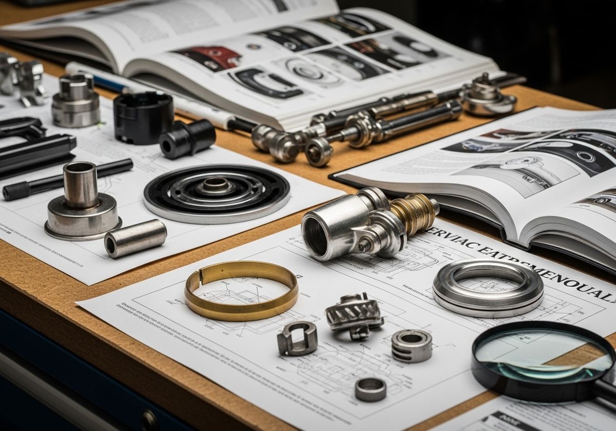 Engine parts on a table