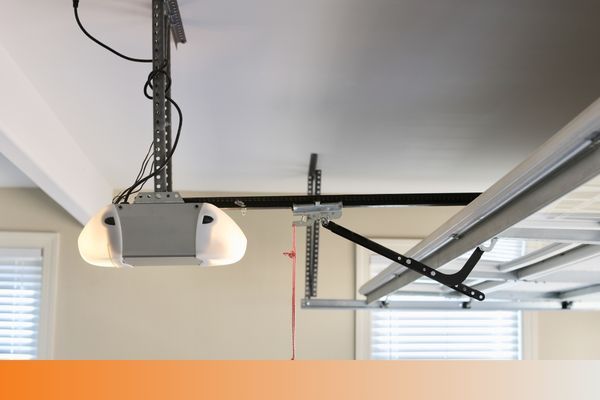 A close up photo of a garage door system