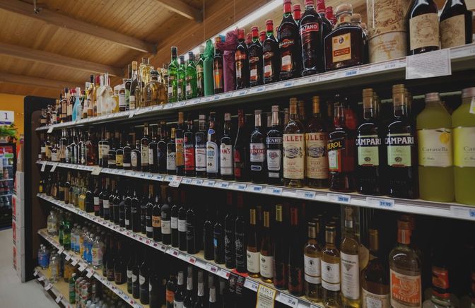 liquor store shelves
