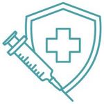 a medical shield and a needle icon