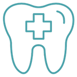 a tooth with a medical cross icon