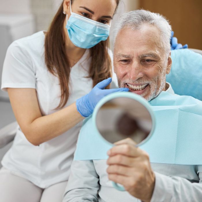 man getting dental implants