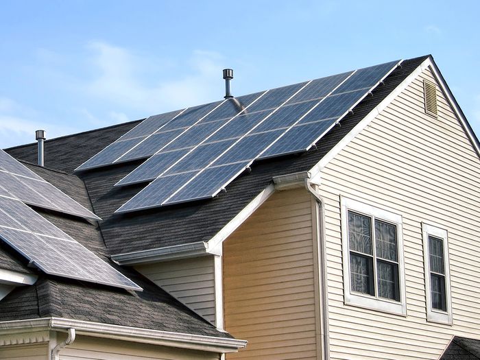 Solar panels installed on the roof of a house