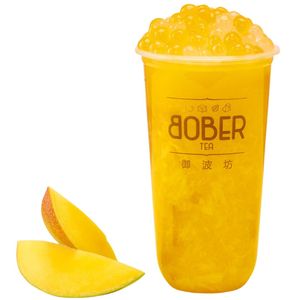 A crisp and refreshing Jasmine Green Tea served over ice. The golden-hued tea is topped with a generous serving of translucent honey popping boba pearls.