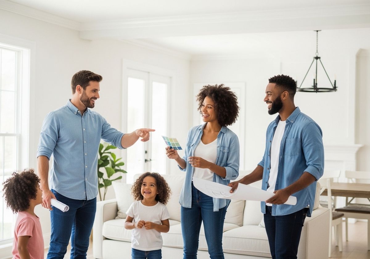 Family Choosing Paint Colors for New Home