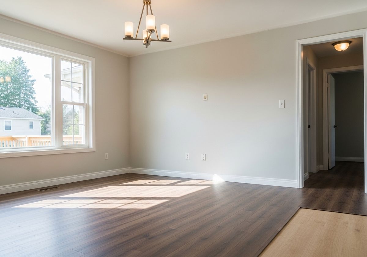 Bright empty room with hardwood floors