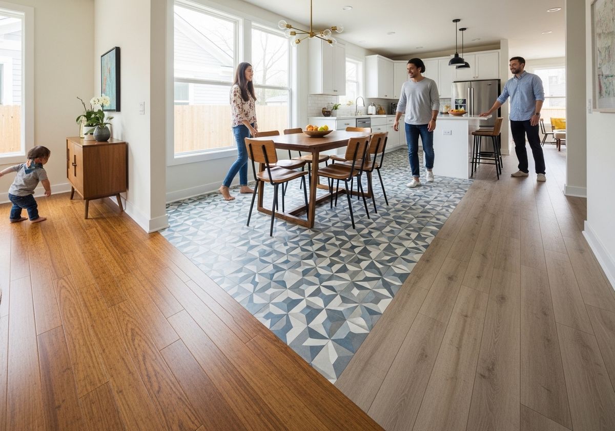 Modern Open Concept Home with Geometric Tile