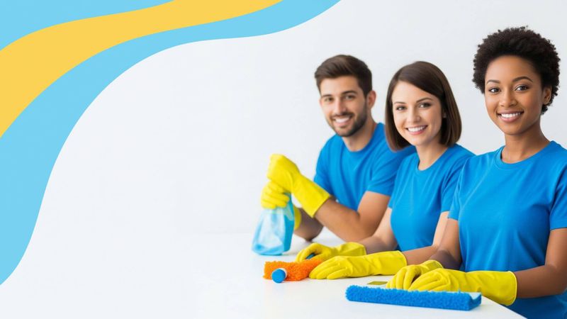smiling cleaning company employees