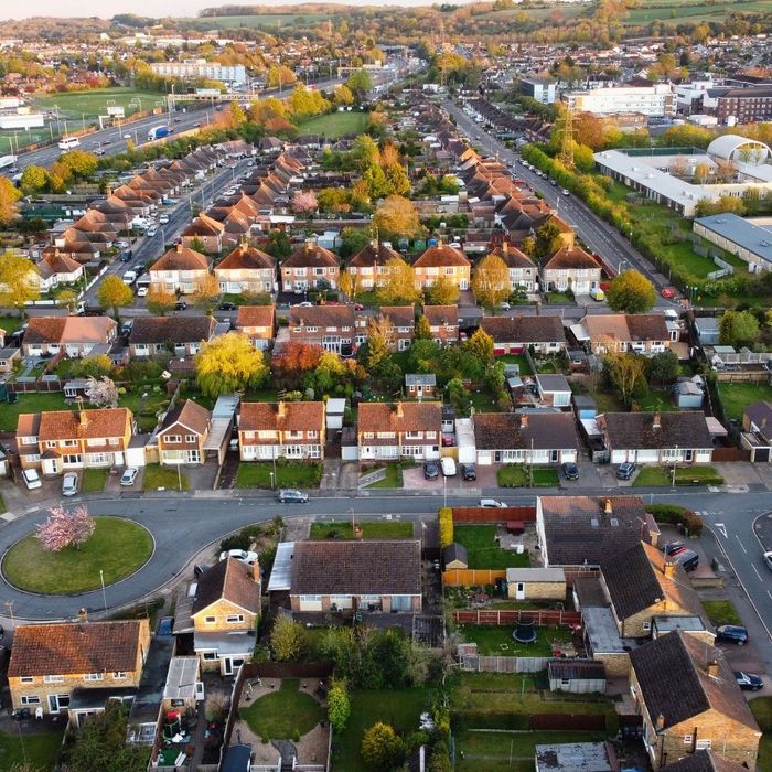 aerial view of a neighborhood