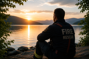 First Responder Looking Over Calm Water.PNG