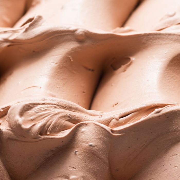 Close-up of pink-colored gelato. 