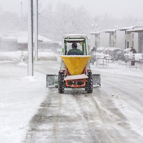 Snow being plowed
