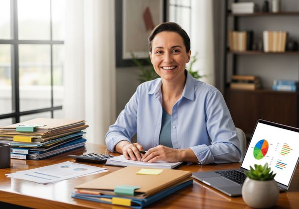 Person with organized finances