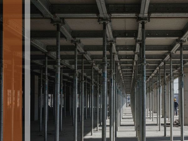 Concrete shoring beneath building