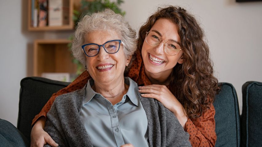 elderly woman with granddaughter