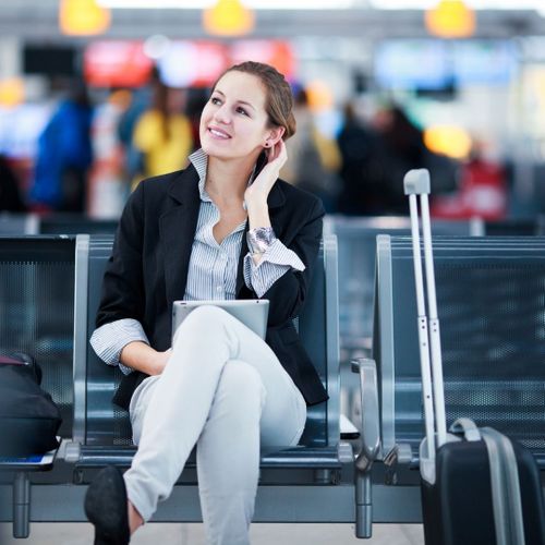 woman waiting at airport