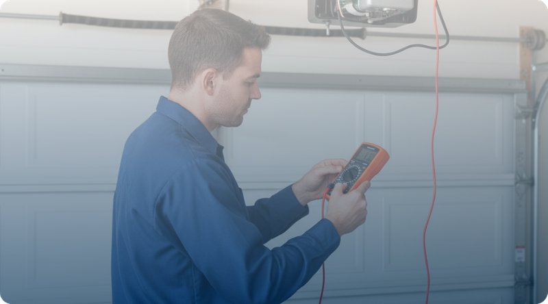 garage door contractor working on garage opener repairs