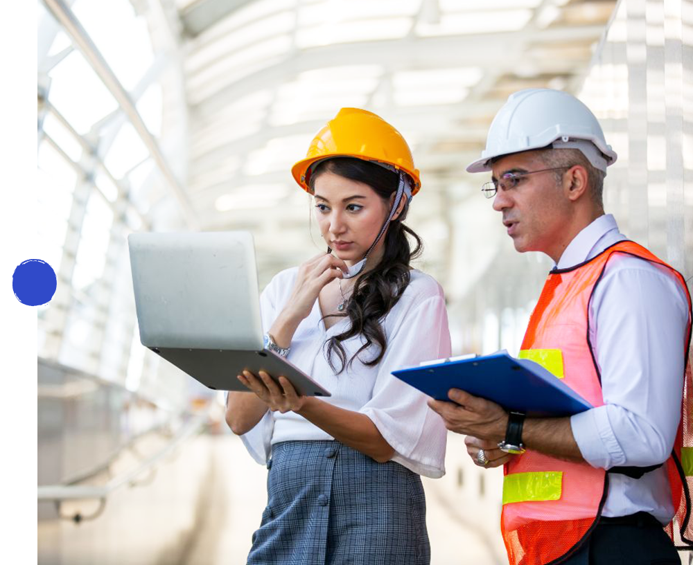 People working on building maintenance