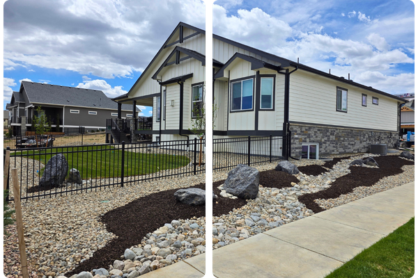 a home with hardscaping on the side