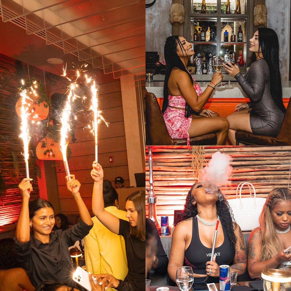 collage of people enjoying the drinks and hookah that are part of the Show Hospitality night life