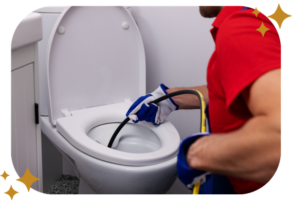 hydro jetting a toilet for sewer cleaning