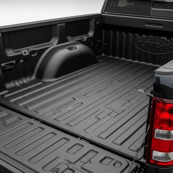 Truck bed with a high-quality LINE-X bedliner, showcasing its protective properties.
