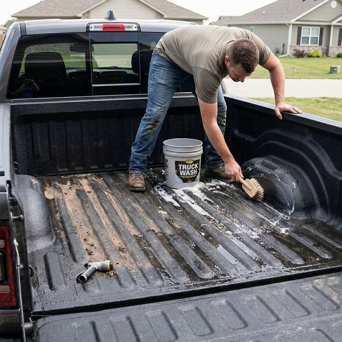 Cleaning truck bed
