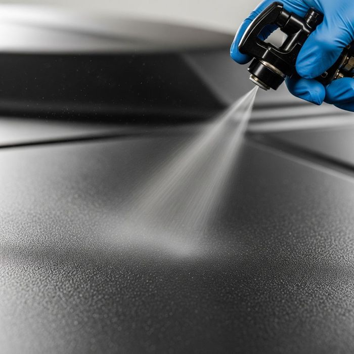 Close-up of LINE-X spray application.