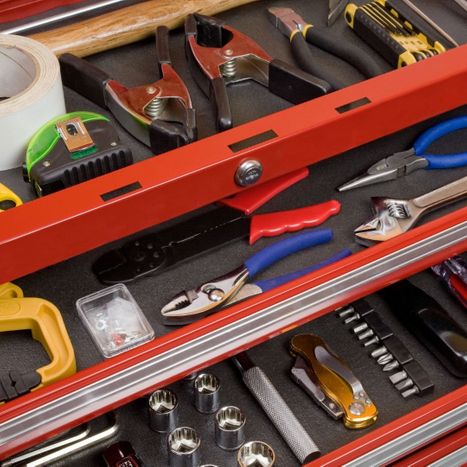 tools arranged by size in drawers