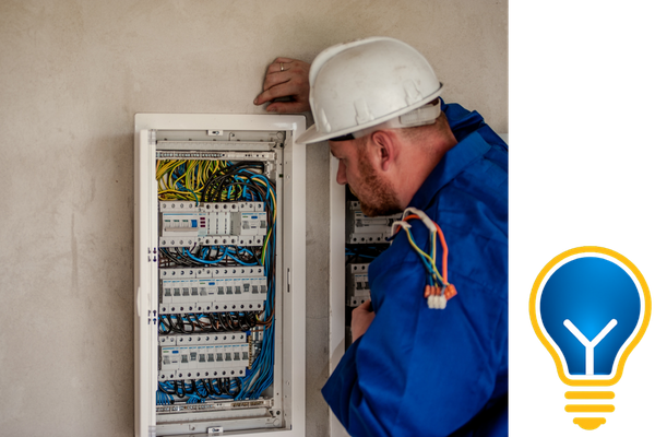 man working on an electrical panel