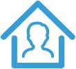 Person inside a house icon Person inside a house icon