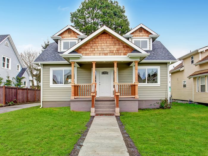 An exterior view of a quaint suburban home