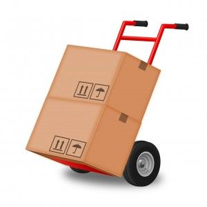 moving boxes on a dolly illustration