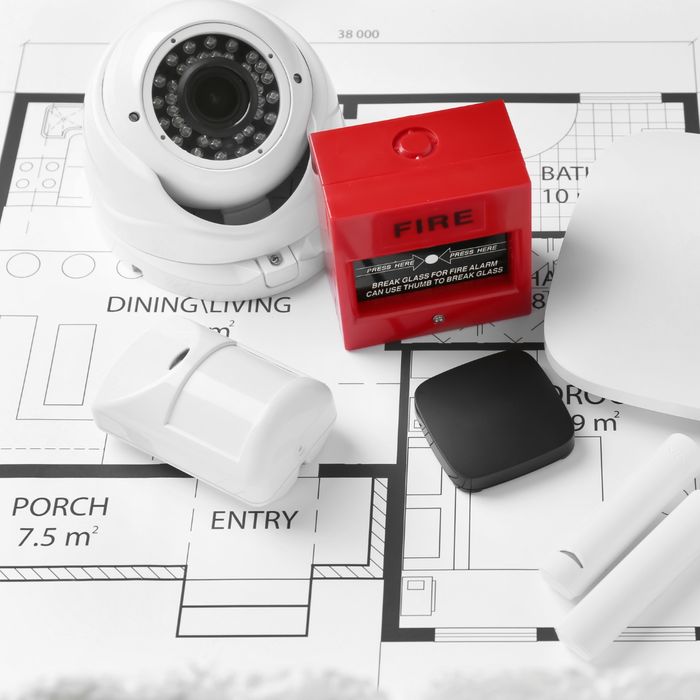 security system tech on a home diagram