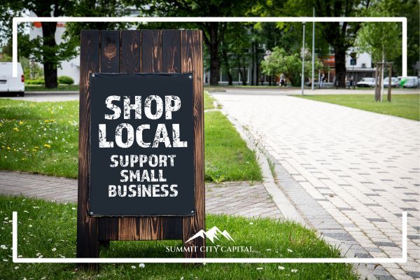 Shop local sign.