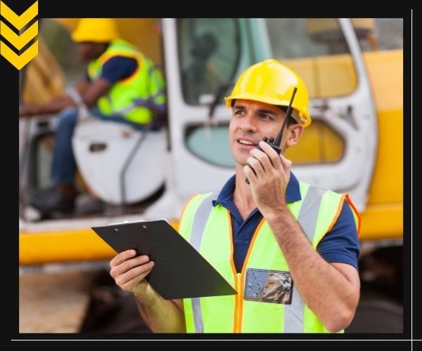 construction worker working with excavator