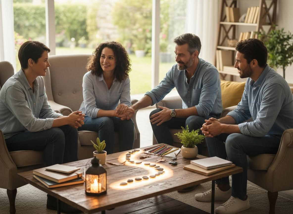 Group Discussion in a Living Room