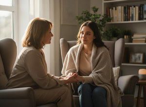 Mother and Daughter Share a Comforting Moment