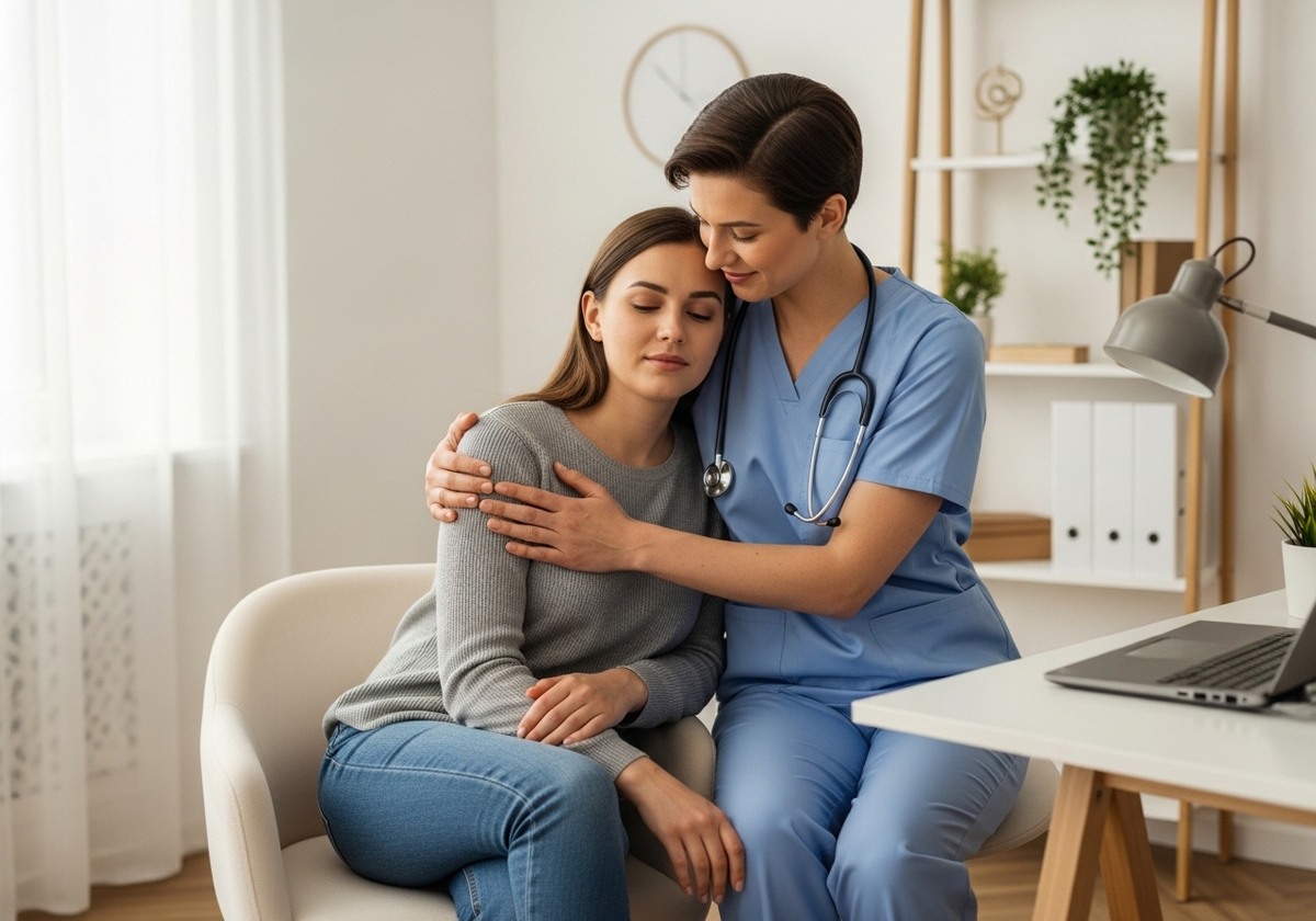 Compassionate Healthcare Provider Comforting Patient
