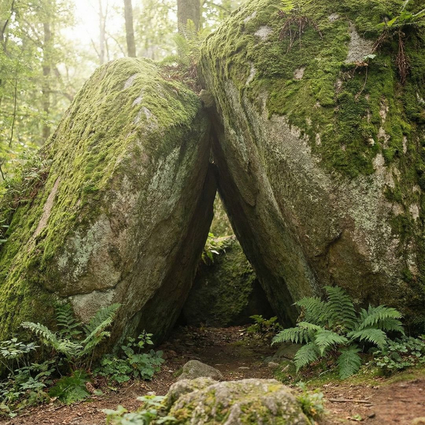 rocks covered in moss