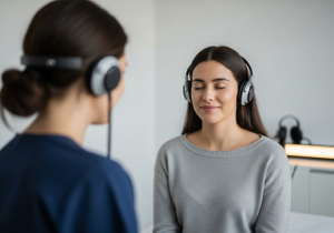 Woman having a hearing test