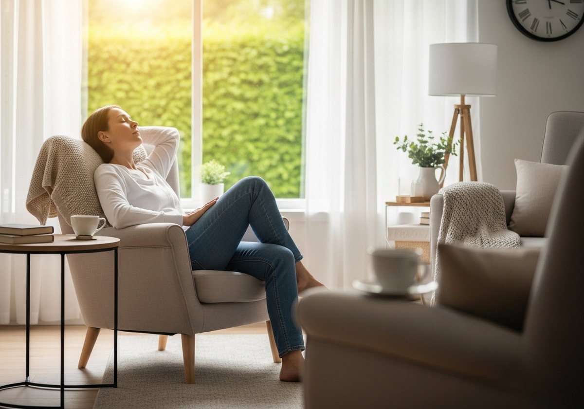 Woman Relaxing in Armchair at Home