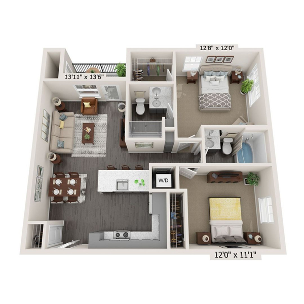 B3: 2 Bed, 2 Bath, 971 Sq. Ft.