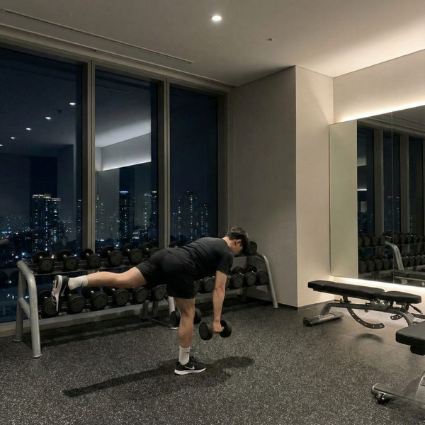 man working out late at night 