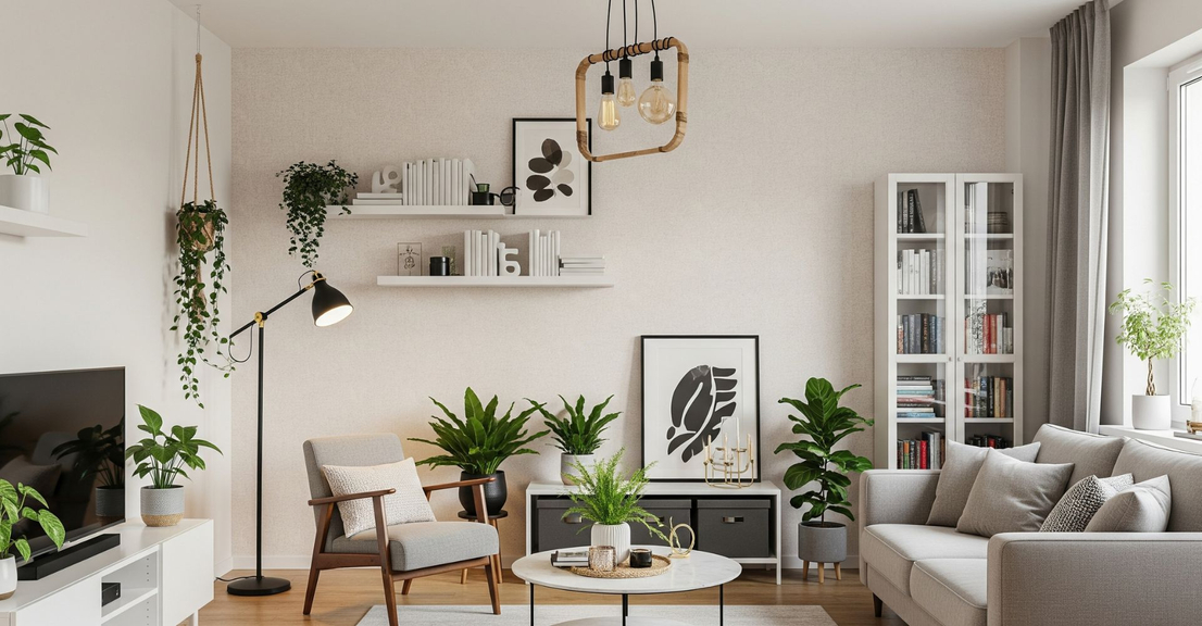 Clean styled apartment living room