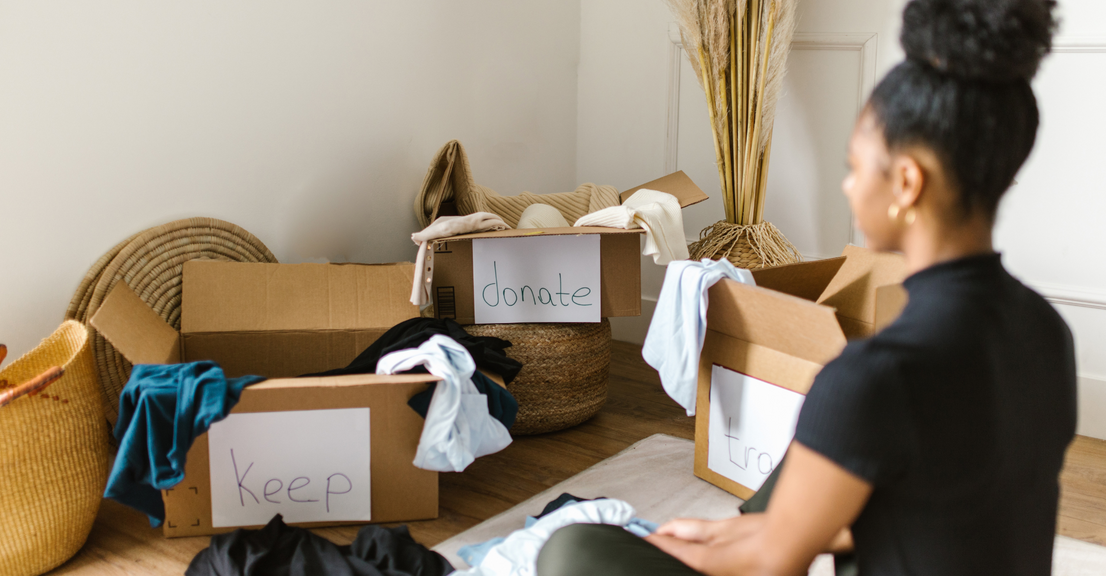 woman decluttering 