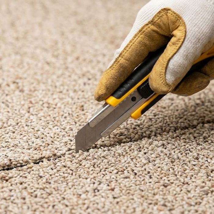Old carpeting being removed.